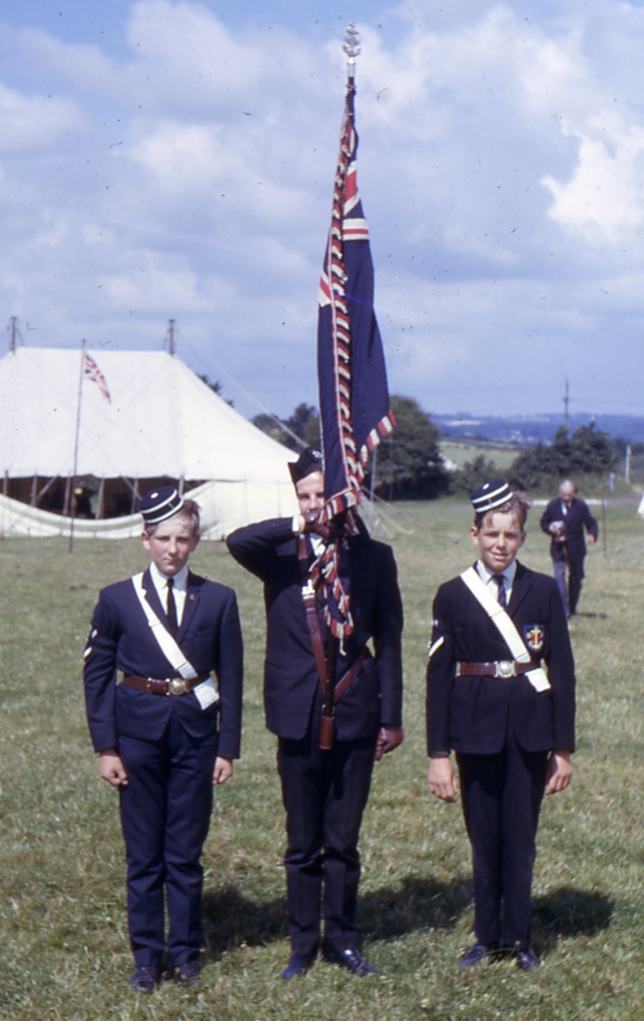 [Mike Harrison carrying the Oxford Boys’ Brigade Colour, 1966]