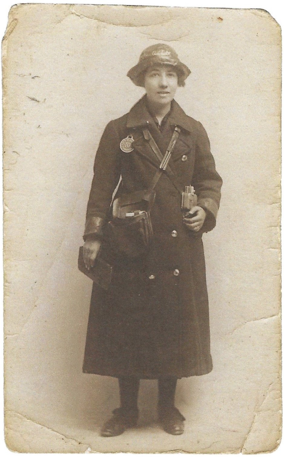 [Margaret Wright as bus clippie during WW1 Clive Browning via William Willmot Feb 2021]